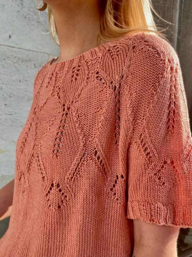 TWILL FLAP SUMMER KNIT TOPS ブラック English Knitting Pattern