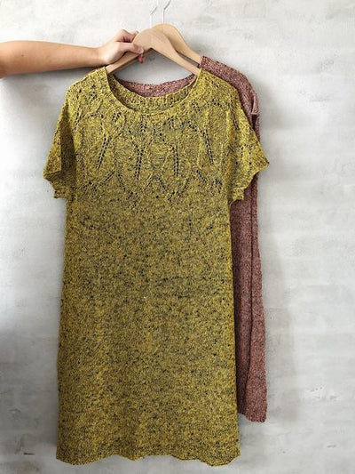 Iris summer dress, summer knit in silk, merino and linen - Önling Nordic knitting patterns and yarn