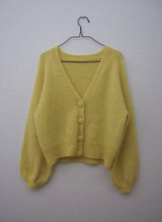 Balloon cardigan designed by Petiteknit, yellow knitted sweater