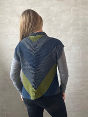 Blues vest by Hanne Falkenberg, No 21 knitting kit | Navy (411 / 15), Grafit (403), Light blue (422), Lime (408) (x)