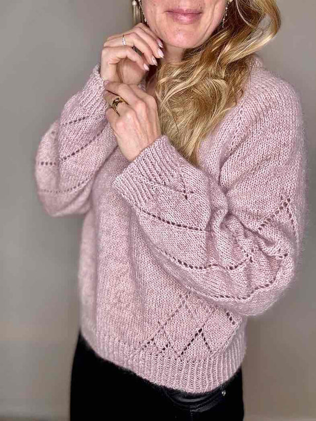 Diamond Line v - neck sweater by Siersknit | Off White (7), Light purple (2791)