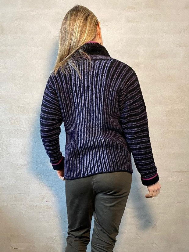 Donna jacket by Hanne Falkenberg, knitting kit | 71 Black, 56 Iris, 60 Lilac (x), 58 Raspberry