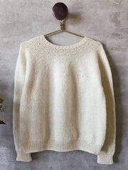 Easy Peasy Basic Sweater in white, knitting pattern