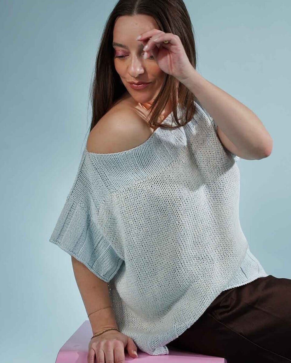 Rose tee | Summer knit with wide rib edge | Design by Önling