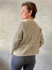 Jazz cardigan/sweater by Hanne Falkenberg, knitting kit | 01 Winter white, 108 Mushroom