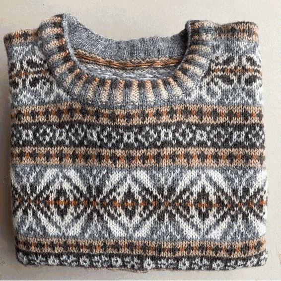 MANGLER ALT Krakær herre sweater fra Ruth Sørensen, No 20 strikkekit Strikkekit Ruth Sørensen