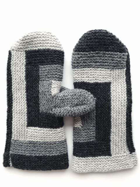 Log Cabin Mittens | Luxurious merino and angora blend