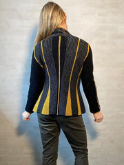 Mermaid jacket by Hanne Falkenberg, knitting kit | 71 Black, 74 Slate grey, 04 Curry yellow