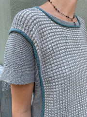 Mikko t-shirt by Hanne Falkenberg, No 21 knitting kit | Pearl grey (404 / 8945), Ivory (405), Dusty Petrol (421 / 175107)