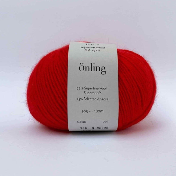 Önling No 1 - merino and angora yarn Yarn Lanecardate Red (718, fuoco)