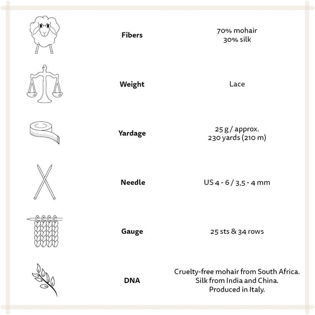 Önling No 10: Luxurious and exquisite silk mohair - Off White (007) Yarn Sesia