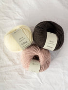 Pastel winter cap by Pastelkollektivet, No 15, No 12 + silk mohair knitting kit Knitting kits Pastelkollektivet