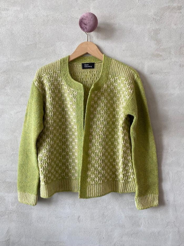 Print jacket by Hanne Falkenberg, No 20 knitting kit | 29 Spring green, 01 Winter white