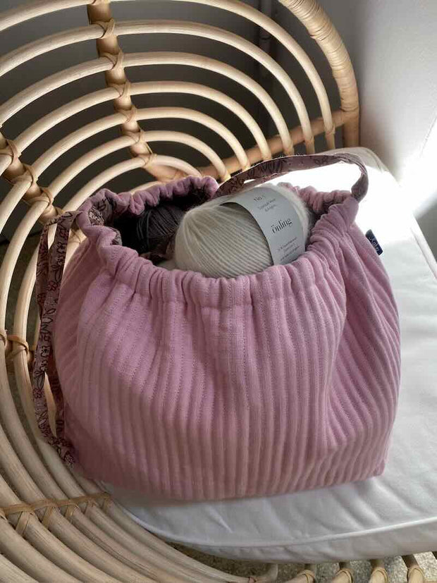 Project bag in quilted, organic cotton