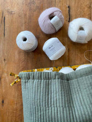 Project bag in quilted, organic cotton