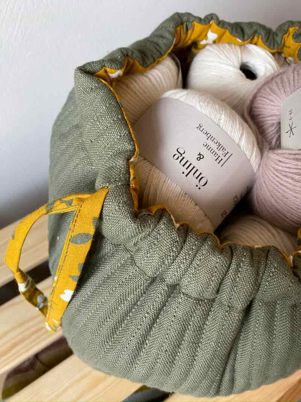 Project bag in quilted, organic cotton