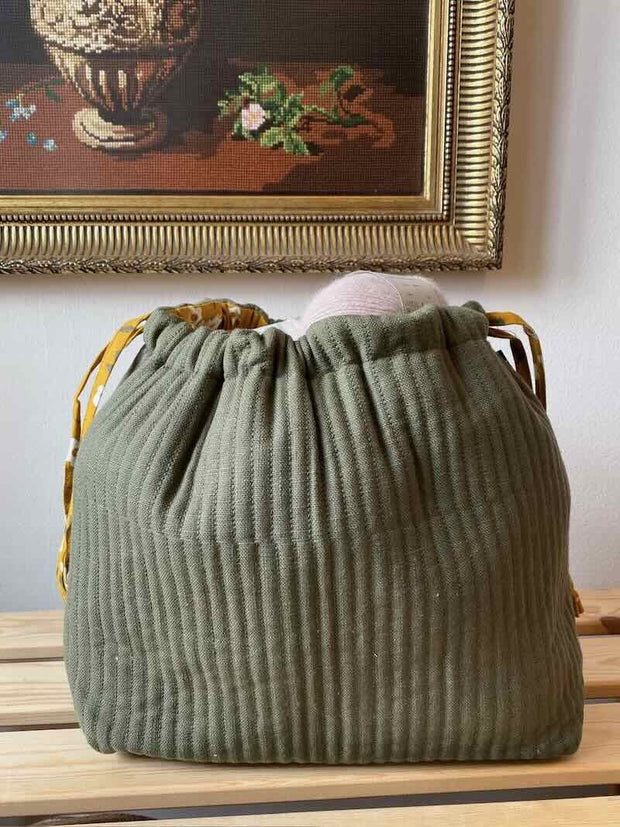 Project bag in quilted, organic cotton