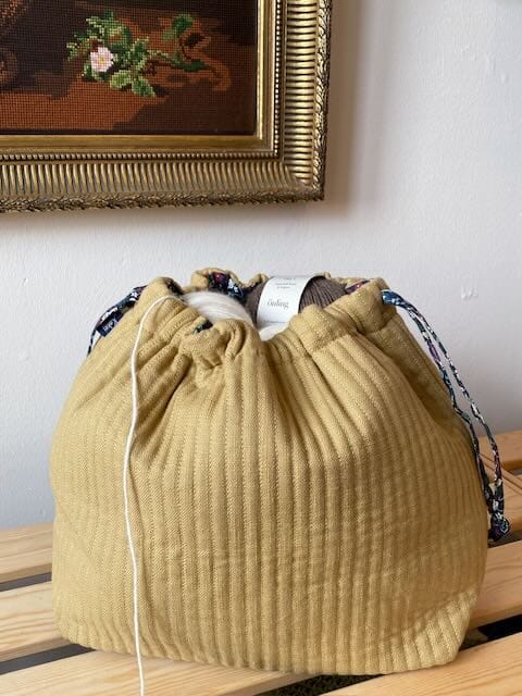 Project bag in quilted, organic cotton