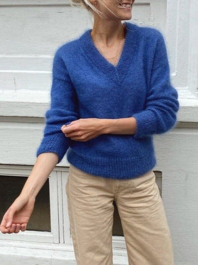 Stockholm sweater with V - neck from PetiteKnit, silk mohair yarn kit (ex pattern)