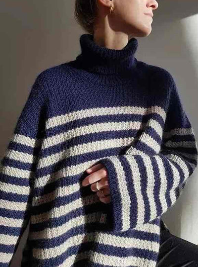 Sweater No 17, My Favourite Things Knitwear | Navy, Very dark blue, Off - white, Off - white