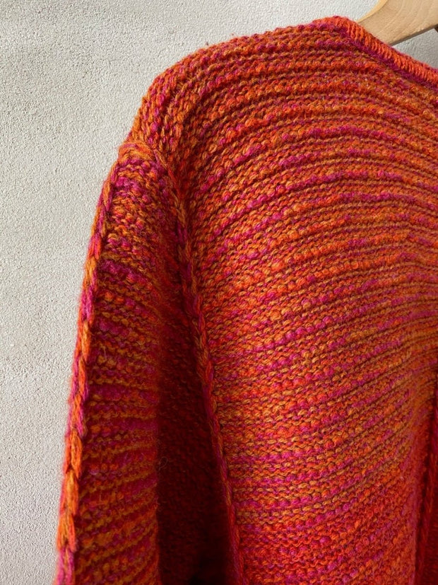 Tweedie jacket by Hanne Falkenberg, No 20 knitting kit (3 colors) | 93 Tomato red, 59 Fuchsia, 11 Dark orange