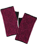 Wilma wrist warmers by Hanne Falkenberg, No 20 knitting kit | 71 Black, 59 Fuchsia