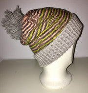 Advent yarn scraps hat, knitted hat with stripes in different colors and yarns 