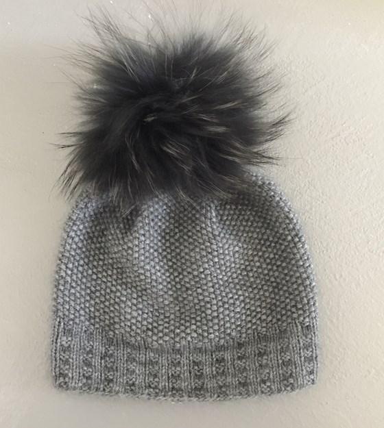 Ahhhh mink hat, soft and warm light grey knitted hat with pompom, made in Önling No 3 mink yarn