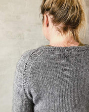 Ahhhh mink, lovely and soft grey sweater with lace edge, an Önling knitting pattern and luxury yarn kit