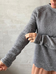 Ahhhh mink, lovely and soft grey sweater with lace edge, made in Önling no 3 mink yarn