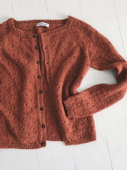 Anna's cardigan - my size, designed by PetiteKnit, rust red knitted cardigan