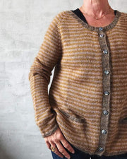 Astrid cardigan, knit in Isager Alpaca 2 and Silk mohair, golden brown - Önling Nordic knitting patterns and yarn