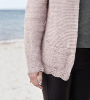 Bianca cardigan, rosa strikket cardigan med bølgekanter, fra strikkebogen Yndlingsstrik 1, detalje af kant