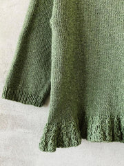 Strikkeopskrift til Chili flæsesweater, strikket i no 12  lys grøn