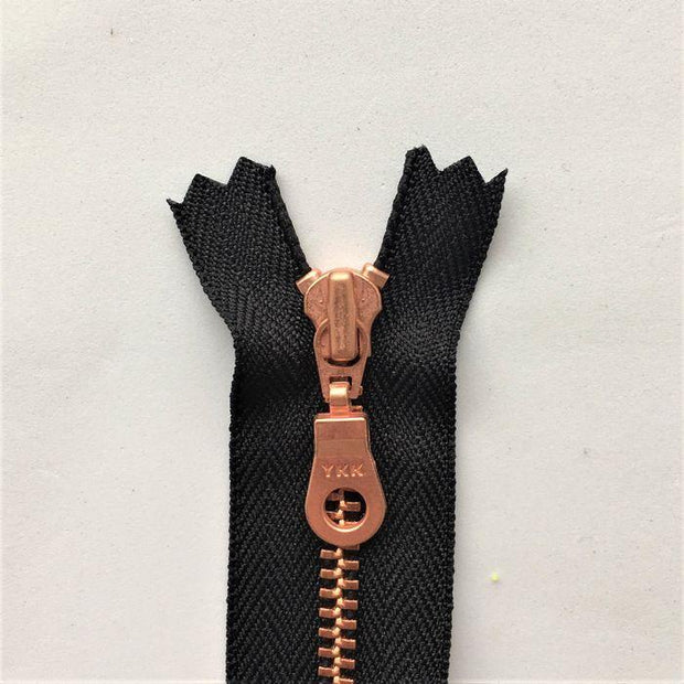 Copper zipper from Önling, 20 cm, black
