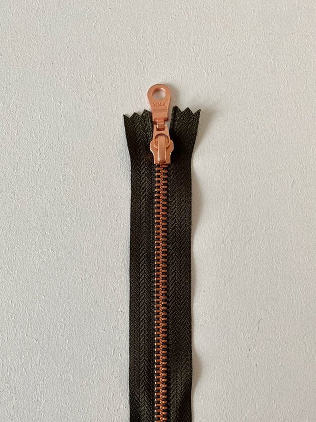 Copper zipper, 35 cm Strikketilbehør Önling Army green (Copper zipper)