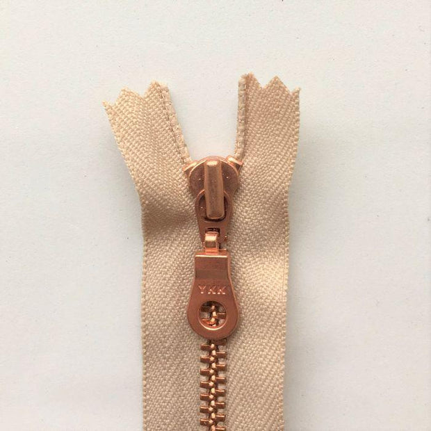 Copper zipper from Önling, 50 cm, two way separator, beige