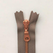 Copper zipper from Önling, 50 cm, two way separator, dark beige