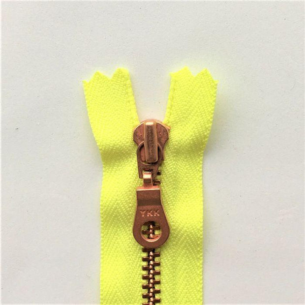Copper zipper, 50 cm - two-way separator Tilbehør Önling Neon yellow