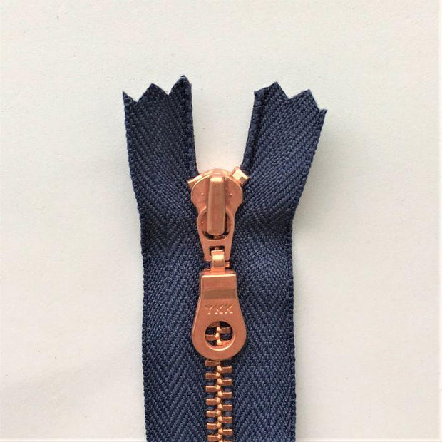 Copper zipper from Önling, 6 cm, navy blue