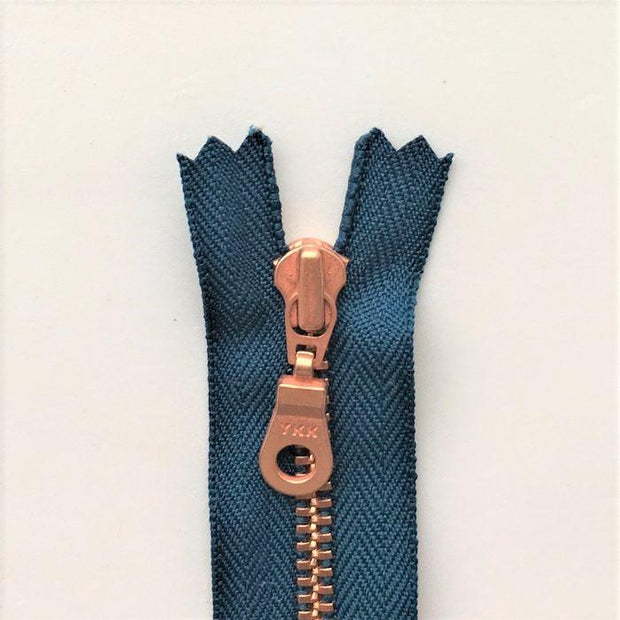 Copper zipper from Önling, 6 cm, petrol blue