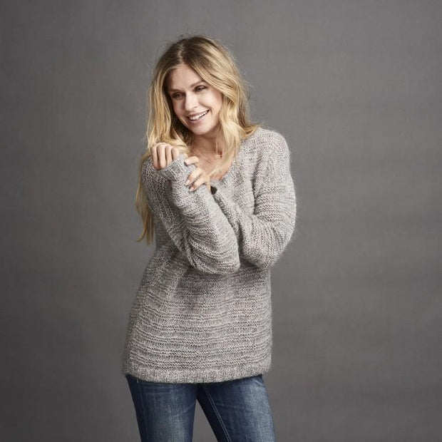 Dora oversize and cozy knitted grey sweater, made in Isager Silk Mohair and Tvinni merino wool