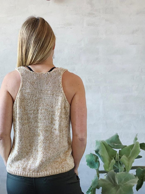 Knitting pattern for for Glitter Summer Tanktop in organic cotton from Krea Deluxe