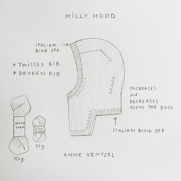 Hilly Hood balaclava af Anne Ventzel, No 2 + silk mohair strikkekit Strikkekit Anne Ventzel 
