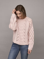 Magnum sweater with lace pattern, knitted in Önling no 1 merino wool and lamana cusi alpaca, light pink