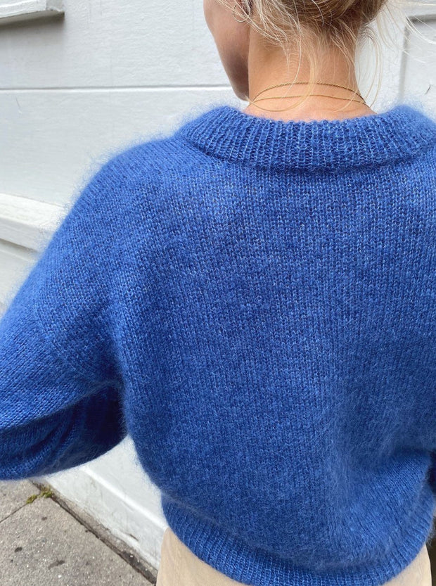 Stockholm sweater with V-neck from PetiteKnit, silk mohair knitting kit
