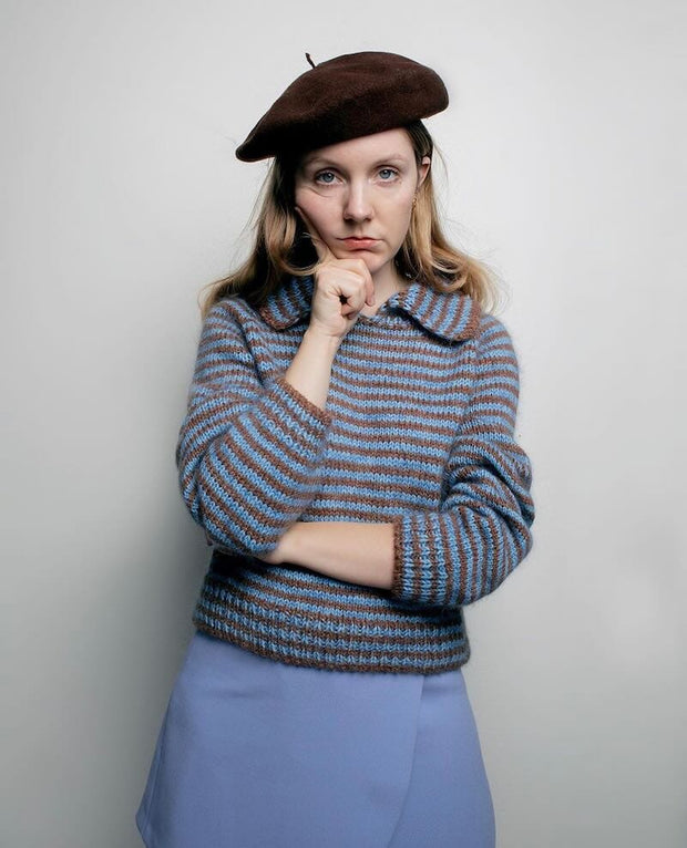 Stripe overload polo sweater by Spektakelstrik, knitting pattern